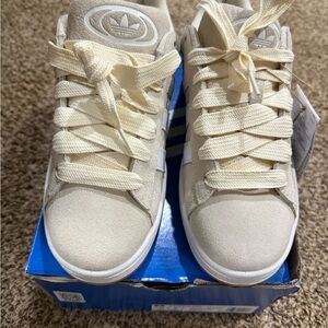 Adidas Cream Lace-Up Athletic Shoes